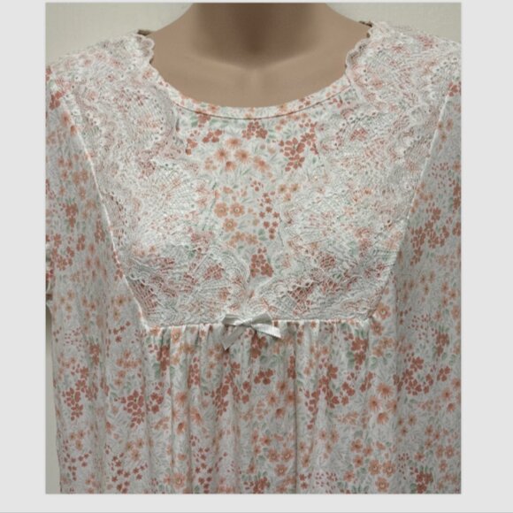 ELIZABETH & NICOLE Women's Nightgown Sleepwear Peach Melba Floral Size Small NWT - Picture 4 of 6